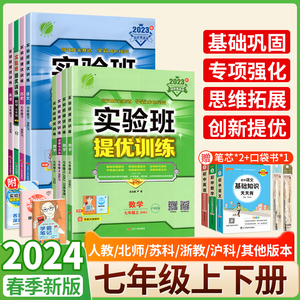 2024实验班提优训练七下数学英语语文科学政治七年级下册同步练习册人教苏教浙教版沪科版北师大初一上册必刷题五三初中7同步练习