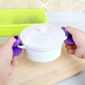 厨房用硅胶隔热手指套加厚耐高温防烫手套微波炉烤箱取碗盘碟夹子