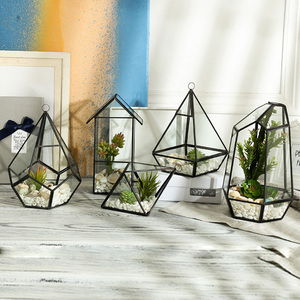 几何玻璃微景观花房小摆件多肉植物文艺花瓶器创意饰品悬挂工艺盆