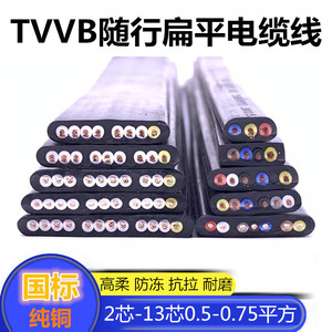 扁平电缆线TVVB0.5 0.75平方电动门伸缩门电梯拖链柔软专用线扁线