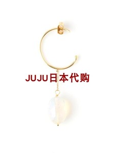 *日本代购耳环单耳K18蛋白石闪耀天然石纤细贵石珠宝12.10英国製