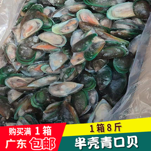 半壳冷冻蓝口贝 青口贝 黑口贝 贻贝淡菜 冷冻贝壳类海鲜 1箱8斤