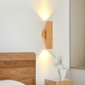 简约现代北欧LED原木床头灯温馨日式实木卧室书房间壁灯背景墙灯