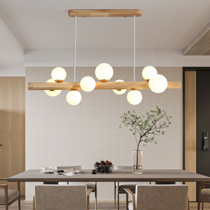日式原木LED餐厅灯简约现代实木餐吊灯创意个性木艺吧台灯具包邮