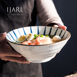 ijarl碗盘子家用日式复古陶瓷餐具饭碗吃饭碗面碗拉面碗汤碗碗具