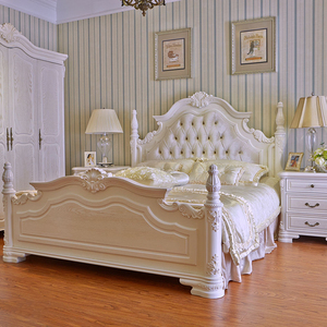 欧式实木床双人床公主现代简约1.8米1.5法式床小美式雕花婚床主卧