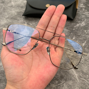 麦克心罗心眼镜框架纯钛超轻双梁蛤蟆镜男士金丝边可配近视平光镜