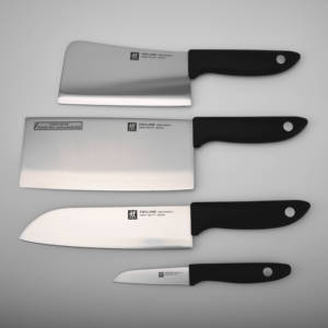 德国双立人POINT S系列银点刀具 斩骨刀中片刀多用刀水果刀四件