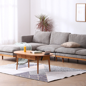 日式沙发小户型现代简约客厅贵妃组合樱桃木实木架布艺三人位沙发