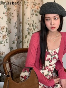 韩国femmemuse代购rose corduroy pearl button玫瑰印花连衣裙