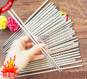 批发厨房不锈钢空心筷子 麻花筷 防滑卫生螺旋筷子 1支的价格