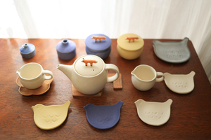 「森林食堂」 日本陶艺作家赤尾益美可爱动物陶罐/花瓶/奶壶