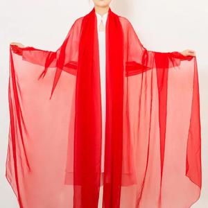 3米中国红本命丝巾女跳舞蹈围巾女薄大红色长款防晒外搭披肩纱巾