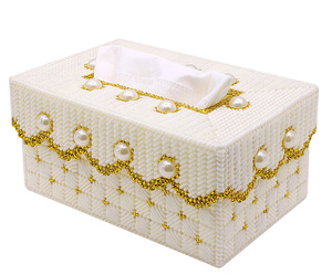 手工DIY毛线立体十字绣客厅卧室抽纸长形喜庆婚礼纸巾盒