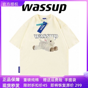 WASSUP可可小羊短袖男女260克重磅纯棉T恤国潮卡通半袖学生上衣夏