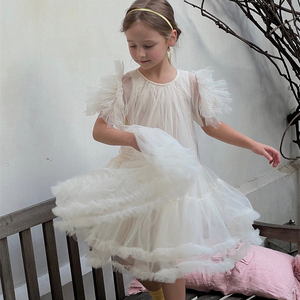 女童韩国公主裙2024夏装新款白色裙子生日连衣裙女孩纱裙洋气童装