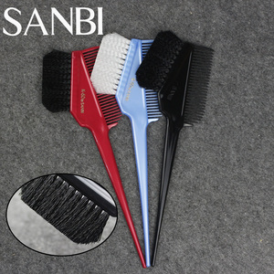 日本进口SANBI K-60波浪毛焗油染发刷子尼龙植绒美发工具双面染刷