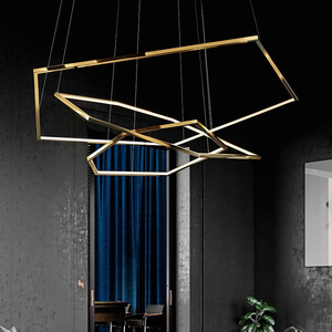 兰亭集势后现代轻奢不锈钢个性环形创意几何六边形客厅餐厅吊灯具