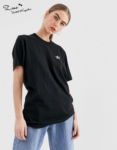 阿迪达斯Adidas黑色男朋友风三叶草宽松短袖T恤 英国正品代购2023