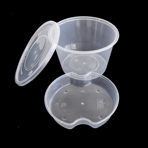 1000ml一次性双层圆形打包碗透明两层带内衬面条粉丝米线外卖饭盒