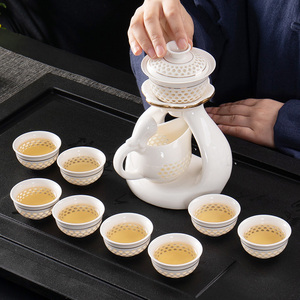 玲珑时来运转半自动茶具套装功夫茶杯懒人泡茶壶器整套