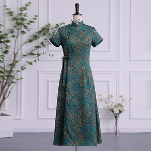 妈妈旗袍中年女连衣裙老上海中老年大码宽松改良日常可穿气质高端