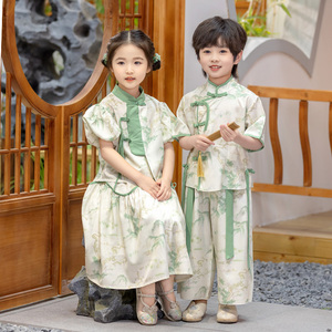 儿童汉服男童中国风唐装女童古装男孩宝宝夏季中式六一国学演出服