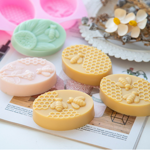 爱皂坊 六连椭圆蜜蜂硅胶模具 DIY手工皂矽胶模香皂模出皂约97克