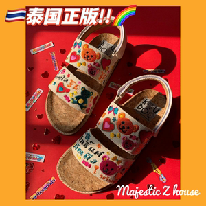 Thailand#泰国网红凉鞋KUUDOO独立设计夏季沙滩拖鞋小众刺绣小熊