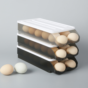 滚动式鸡蛋收纳盒冰箱冷藏收纳防水带盖透明防滑家用鸡蛋储存神器