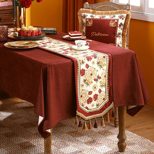 朴居桌旗轻奢高端餐桌布长条美式桌巾欧式奢华餐边柜盖巾装饰布