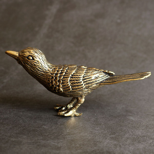 摆件装饰工艺品礼品纯铜黄铜家居招财聚财复古喜鹊鸟小铜器手把件