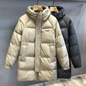 韩国专柜高充蓬松90白鸭绒加厚长款羽绒服男女冬季保暖中长款外套