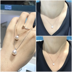 韩国免税店代购 STONE HENGE 14k白金 海水珍珠钻石 项链 耳钉