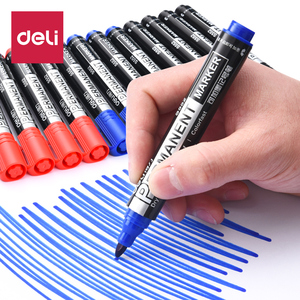 得力记号笔可加墨油性笔补充液墨水不可擦物流包装笔添加水黑色红色蓝色大头笔墨水批发可加墨记号笔专用墨水