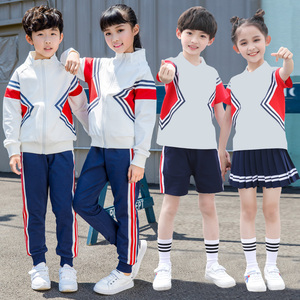 小学生校服春秋儿童套装纯棉夏季运动会白色班服三件套幼儿园园服