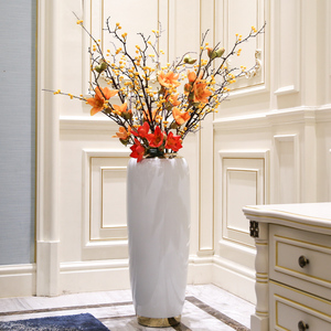 大号轻奢现代仿真花白色装饰品欧式陶瓷落地大花瓶摆件客厅插花