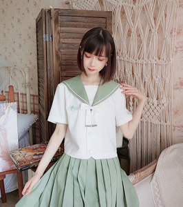 【XiXihome制服馆】山茶月 JK制服关东襟一本浅绿领刺