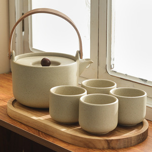 新款围炉煮茶家用创意水壶茶壶套装陶瓷陶土提梁壶冷水壶花茶壶