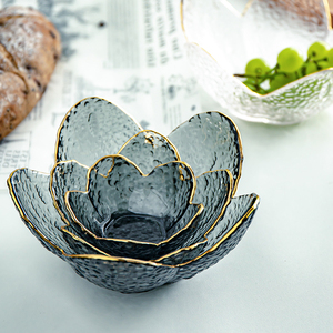 创意欧式玻璃水果沙拉碗好看的碗家用金边甜品碗描边拌菜碗大小号