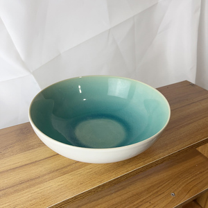 个性复古陶瓷窑变蓝色射线7.5英寸沙拉碗敞口碗饭馆深菜碗拉面碗