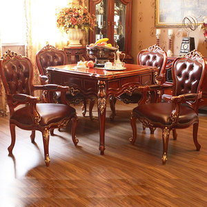 别墅高档欧式实木麻将机麻将桌全自动餐桌两用豪华型家用真牛皮椅