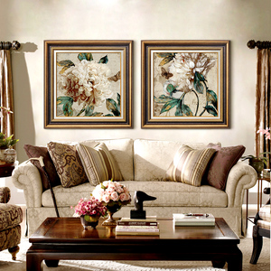 现代美式乡村客厅沙发背景墙装饰画欧式复古卧室床头两联壁画挂画