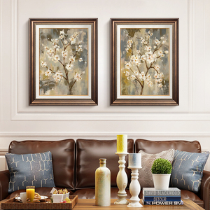 美式客厅装饰画沙发背景墙挂画卧室大气壁画欧式复古餐厅两联墙画