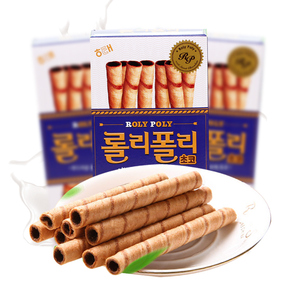 韩国原装进口零食海太巧克力味夹心棒冰激凌蛋卷饼干62g×3盒包邮