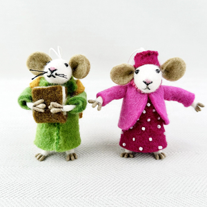 尼泊尔手工羊毛毡粉色贵妇小狗老鼠摆件 包挂件钥匙扣卡通时尚ins