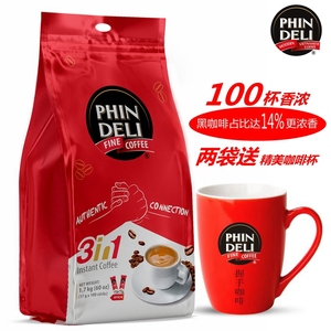 越南进口PHINDELI握手咖啡1+2原味三合一速溶咖啡粉1700g 100杯装