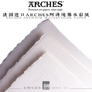 法国进口阿诗ARCHES全棉纯棉水彩纸艺术家级300g细纹中粗粗纹185g