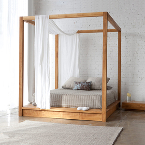实木架子床现代简约榻榻米床中式拔步床网红四柱床民宿家具可定制