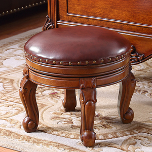 美式全实木矮凳可360度旋转茶几凳家用客厅家具小凳子板凳小圆凳
